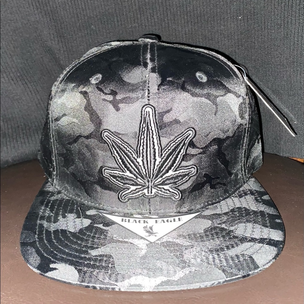 Black Eagle Baseball Cap with a Leaf